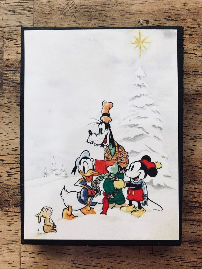 Mickey, Donald and Goofy Caroling Disney Christmas Home Decor Sign image 3