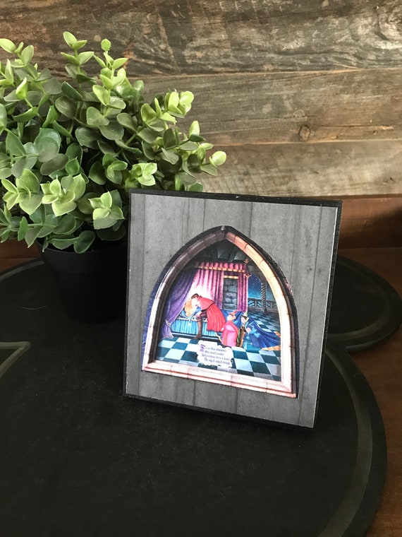 Disneyland Sleeping Beauty's Castle Aurora True Love's Kiss Valentine Wood Sign Maleficent Spell Fantasyland Fairies Prince Philip