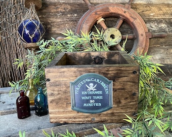 Disney's Pirates Of The Caribbean Ride Distressed Wood Crate Box Disneyland Disney World Attraction Planter