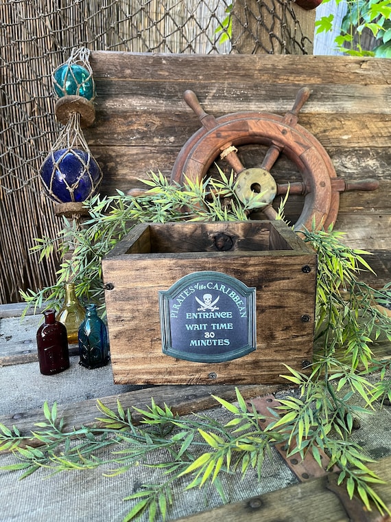 Disney's Pirates Of The Caribbean Ride Distressed Reclaimed Wood Crate Box Disneyland Disney World Attraction Planter