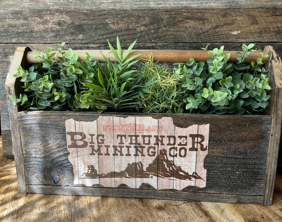 Big Thunder Mountain Railroad Distressed Barn Wood Tool Decorative Box Frontierland Disneyland WDW Ranch Home Decor