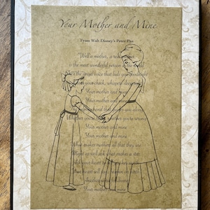 Peter Pan &quot;Your Mother and Mine&quot; Disney Lyric Home Decor Sign Mothers Day Nursery Wall Art