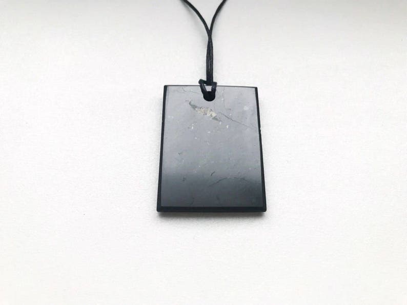 Shungite Pendants Set of 3 pcs Petal Rectangle Talisman Magic Aura Stone Protection Healing Karelia Original Polished Jewelry Circle