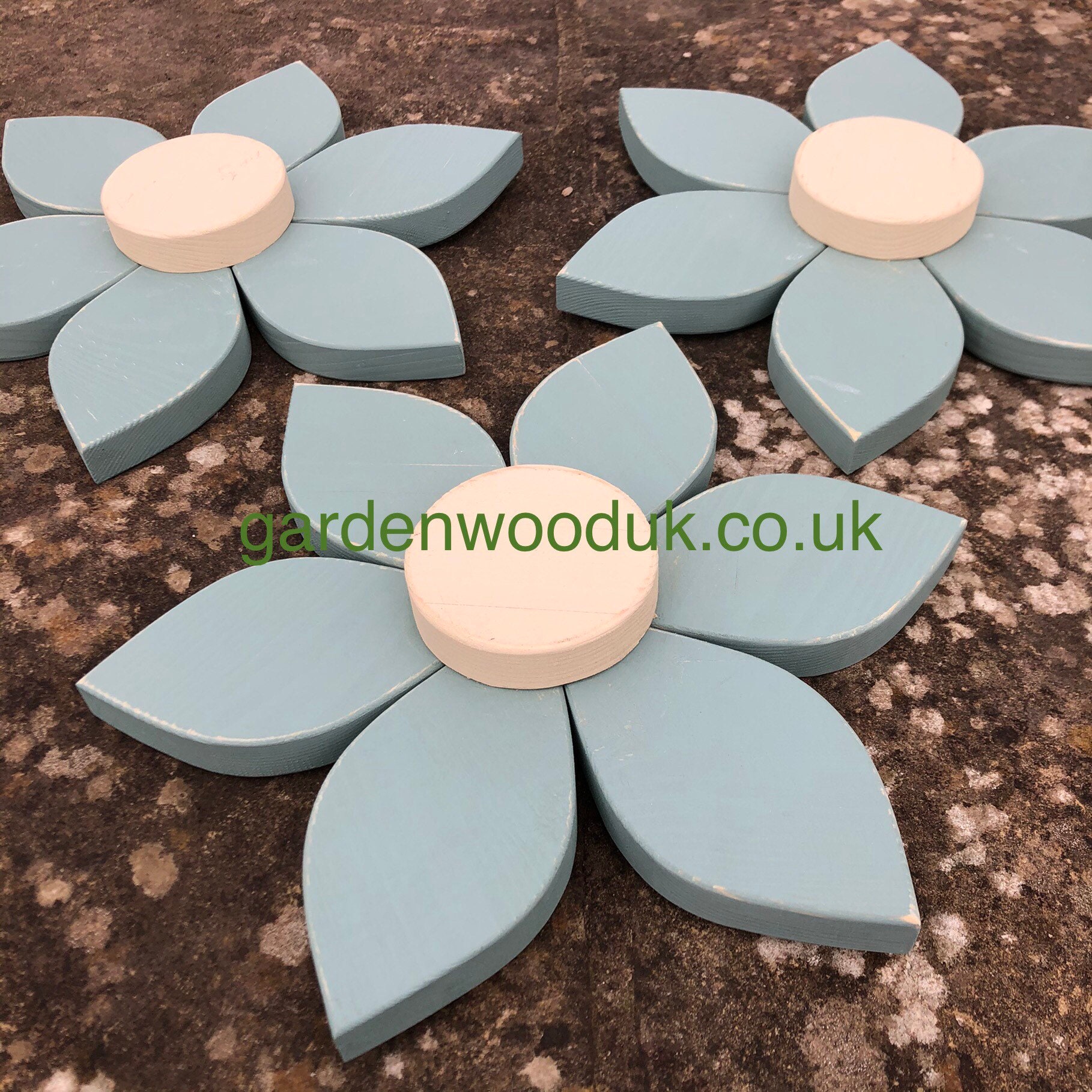 Set of 3 30cm Rustic Wood Daisy Flower 6 Petal Wooden Etsy
