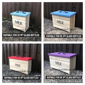 Doorstep Wood Milk Box. Porch Milk Storage Box. Milk Bottle Boxes. Handmade Wooden Milk Boxes. Suitable to hold 1 pint Glass Bottles