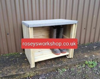 Standard open fronted Outdoor Doorstep Wood Boots Store, Welly Storage Box, Muddy Boots box, Muddy Boot storage. Garden Storage