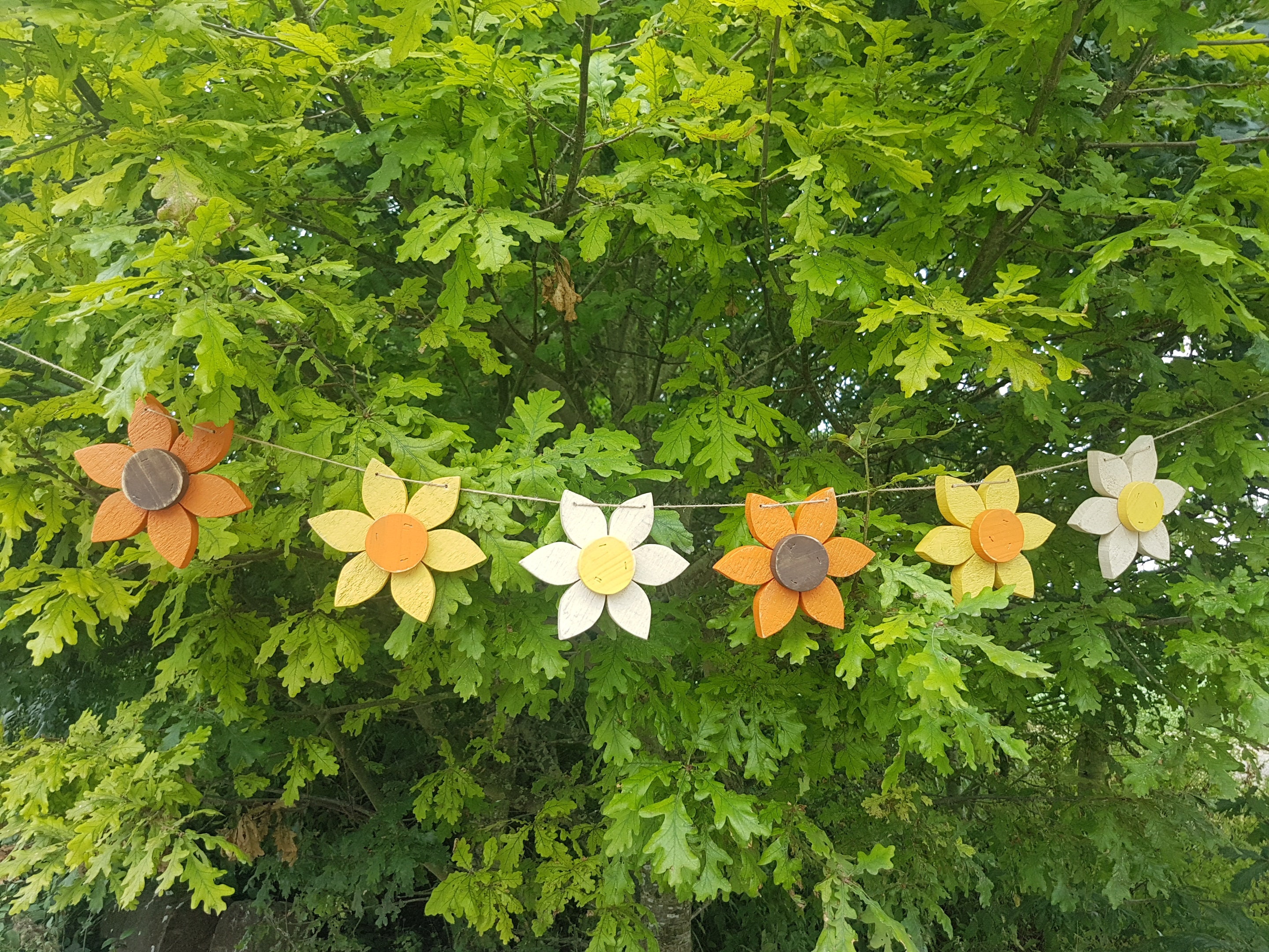 Rustic Wood Daisy Flower Bunting. Autumn Colours. Wooden Etsy