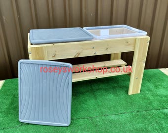 Handmade Double box Sand and Water Table - Perfect for Garden fun. Christmas Gift, Birthday Present. Summer fun. Two Height options