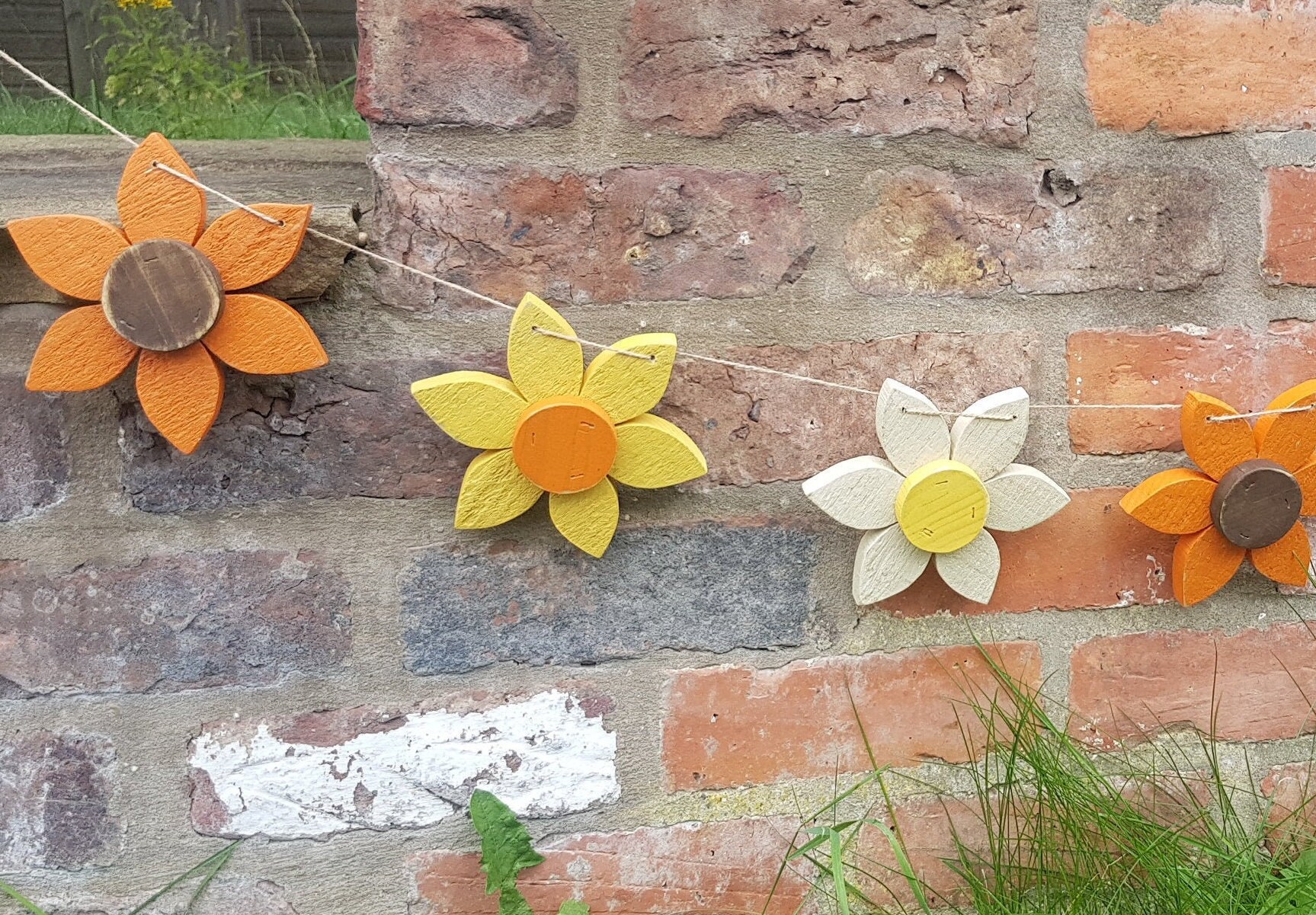 Rustic Wood Daisy Flower Bunting. Autumn Colours. Wooden Etsy