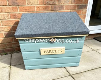DOORSTEP BOX. Personalised Large Wooden Parcel Box. Porch Parcel Storage Box. Handmade Wooden Parcel Box **Available Painted**