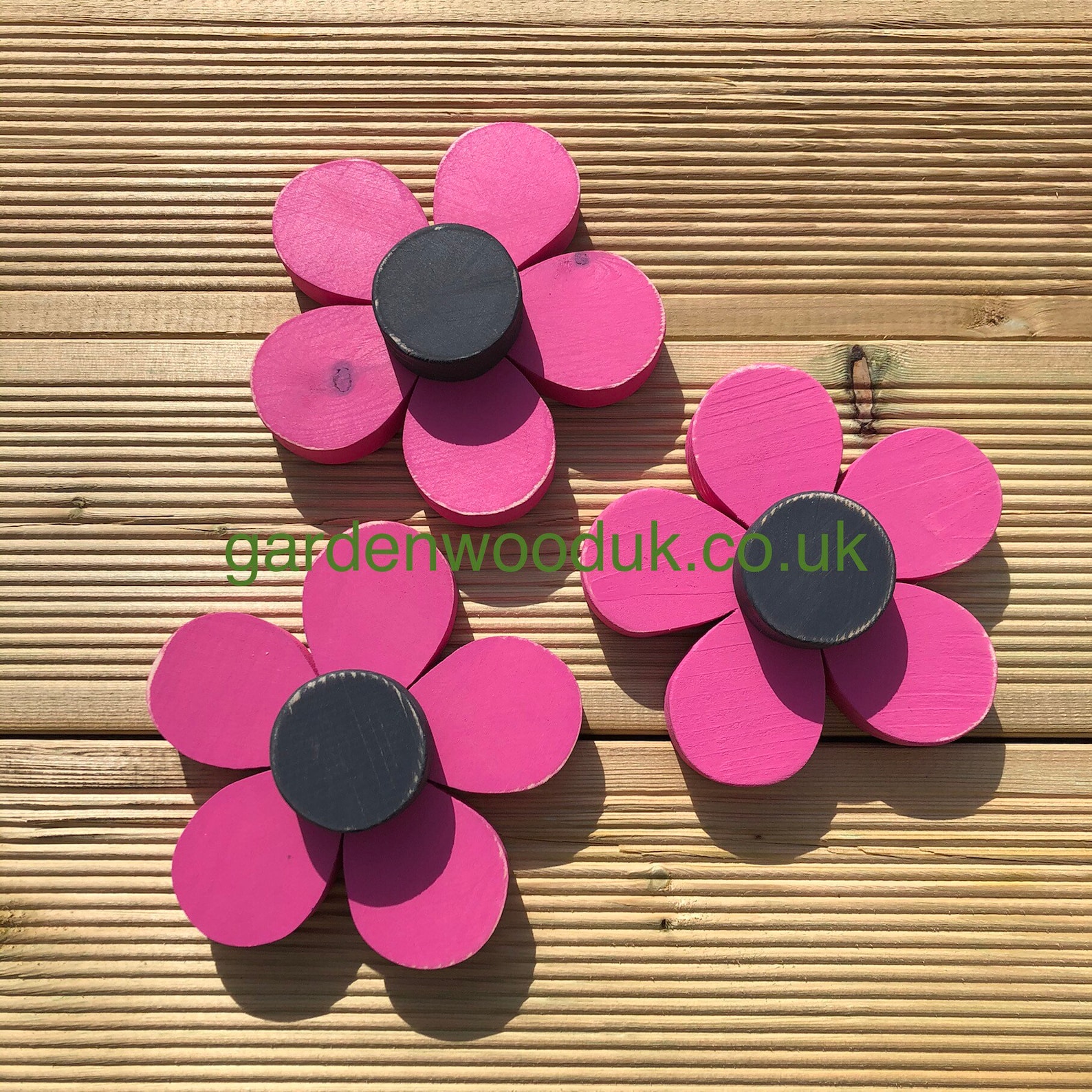 Set of 3 15cm Rustic Wooden Daisy Flowers. Garden Decorative Etsy