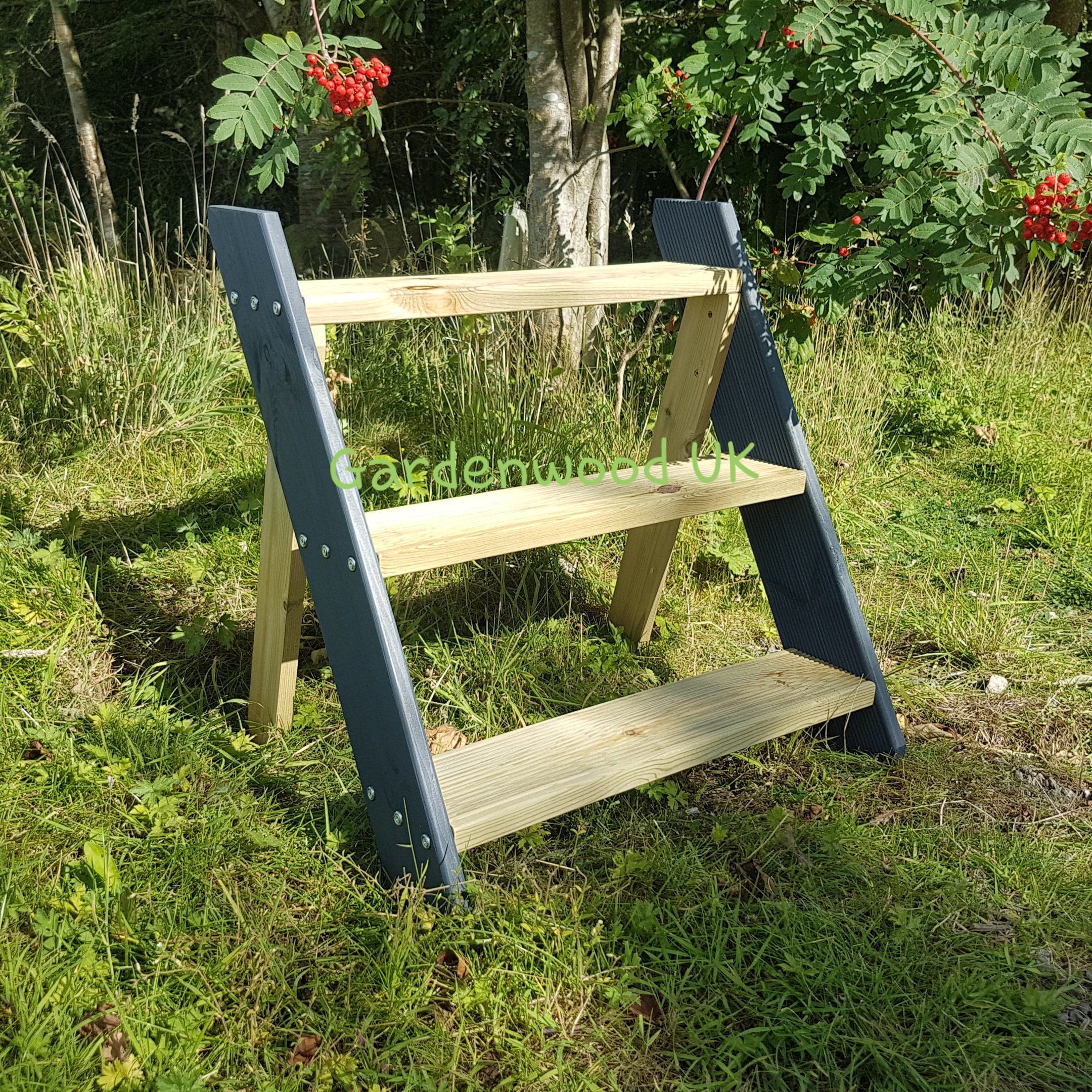 Handmade Wooden Garden Flower Pot Ladder Stand. 3 Tier Step Etsy UK
