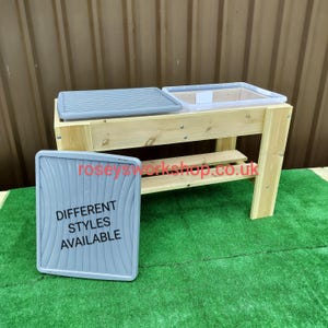 Mesa de madera para arena y agua. Mesa de caja. Arena, agua o barro. Mesa de juego sensorial. Disponible en diferentes tamaños y estilos. Regalo de cumpleaños.
