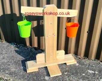 Handmade Kids Children's Wooden Garden Balance Scales. Outdoor Sensory Play. Educational Play.