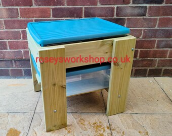 New Style, 2 Height options** Single Children's Sand and Water Table with Extra Box. Wooden Sandpit. Garden Sensory Play. Birthday Gift