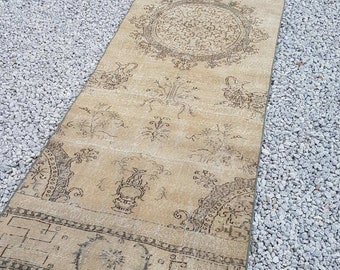 Turkish Runner Rug, Runner Rug, Oushak Runner Rug, Oushak Runner, Kitchen Rug, Entry Rug, Hallway Rug, Vintage Distressed Runner Rug, Runner