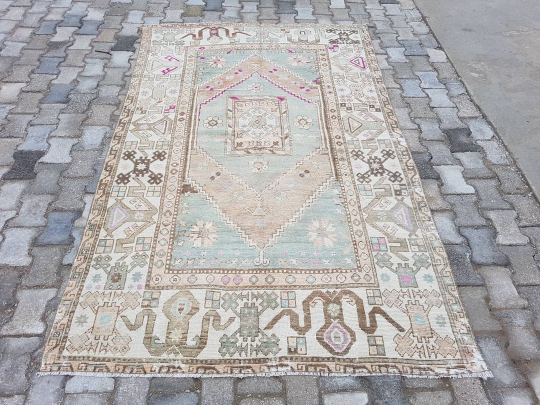 Old Oushak Rug, Vintage Oushak Rug, 5'38'6 Ft Turkish Rug, Rug Oushak