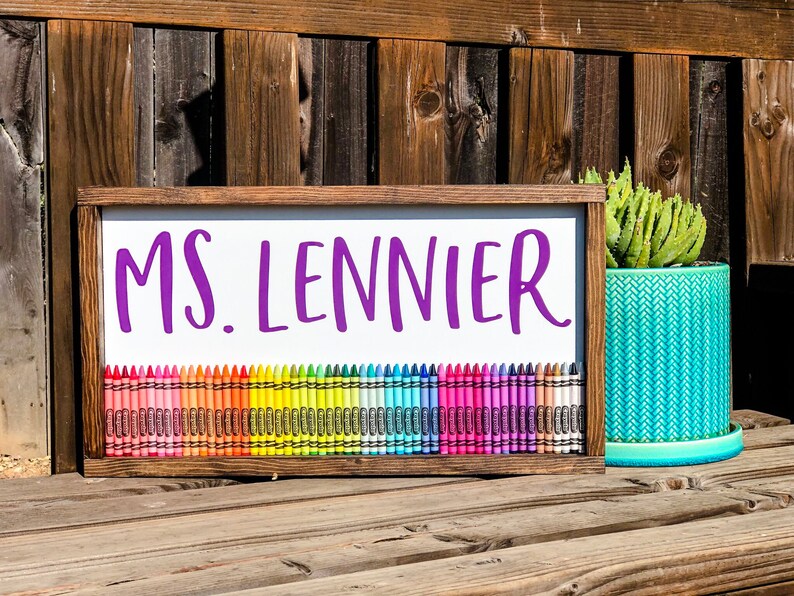 Teacher Last Name Sign With Crayola Crayons Classroom Decor - Etsy
