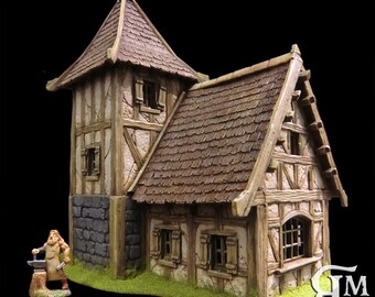 Décor Maison Médiévale - Échelle 30mm - Kit Résine - Warhammer Fantasy Battle