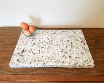 CUTTING BOARD. white ornamental, large 18"x12" granite cutting board, natural stone