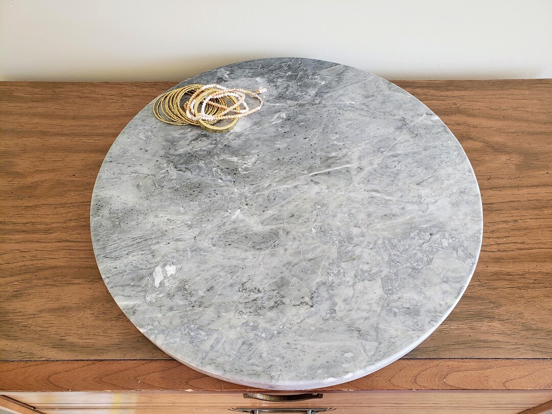 CUTTING BOARD. Super White Quartzite Large 18 Round Marble Charcuterie