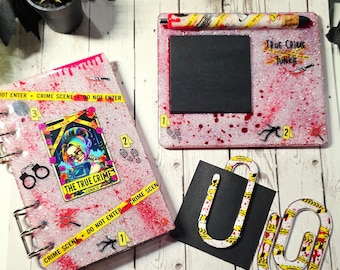 Crime Scene Desk Accessory Set/Crime Scene Pen/Crime Scene Planner Notebook/Sticky Note/Crime Scene Paperclips/Crime Scene Office Set