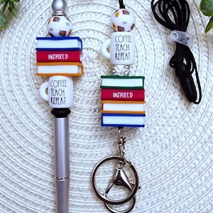 Books Lanyard/Teacher Lanyard/School Lanyard/Beaded Lanyard/Gift for Teacher/Inspired Books Lanyard/Library/School Gift/Teacher Appreciation