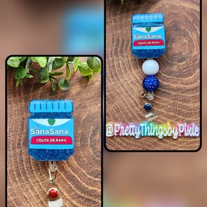 Sana Sana Colita de Rana Badge Reel, Vapor Rub Badge Reel, ID Holder, Hispanic Badge Reels, Latino Badge Reels