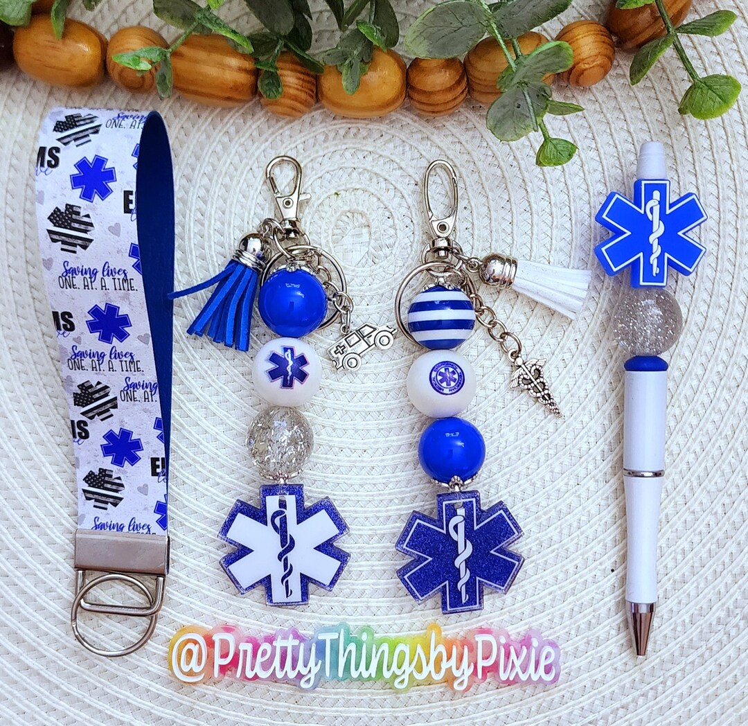 EMS Keychain, Star of Life Keychain, Paramedic, EMT, EMS, Star of Life