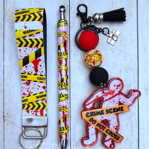 True Crime Body Chalk Outline Keychain/Trye Crime Pen/True Crime Wristlet/Accessories/Crime Scene Bag Tags/Purse Charm/Crime Scene Wristlet
