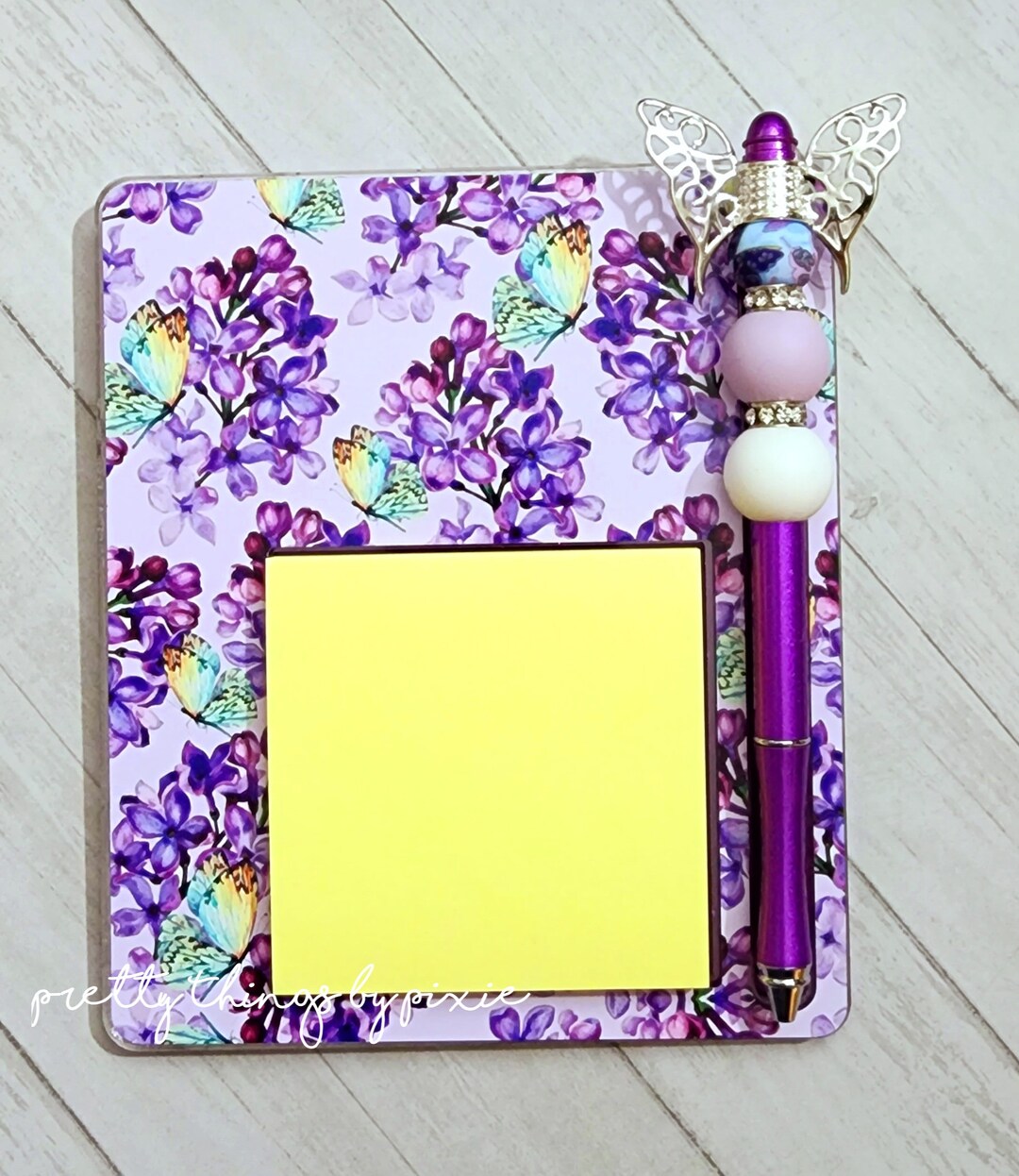 Butterfly Sticky Note Holder and Pen Set/sticky Notes/memo Pad/cute