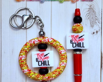 Beaded Crime Scene Bracelet/ Keychain Wristlet/ Keychain for Women/ Crime Scene Silicone Bead Keychain/ Crime Scene