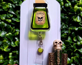 Porta credencial de pociones de brujas / Porta credencial de Halloween / Porta credencial agitador / Porta credencial / Porta credencial de botella de poción / Credencial de enfermera