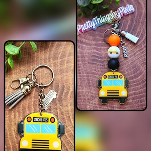 School Bus Front Keychain, Bus Driver Key Chain, School, School Bus, Appreciation Gift, School Gift-, Beaded School Bus Keychain