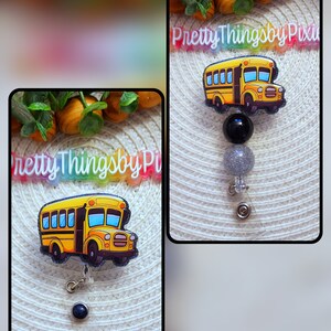 Bus Badge Reel, Bus Driver Badge Reel, Cute Badge Reel, School Badge Reel, Badge Reel, Retractable Badge Reel, Bus Driver Gift, School Bus