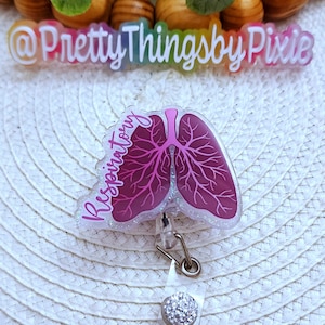 Floral Lungs Badge Reel, Respiratory Therapist Badge Reel, RT Badge Reel, Lungs Badge Reel, Pulmonary Doctor Gift, Nurse Badge Reel