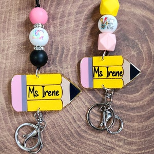 Pencil Lanyard/Teacher Lanyard/School Lanyard/Beaded Lanyard/Custom Gift for Teacher/Pencil Lanyard/School Staff Gift/Teacher Appreciation