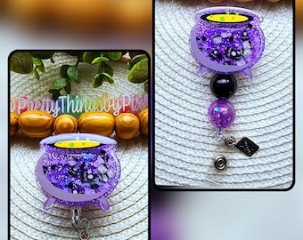 Witches Brew Cauldron Shaker/ Ouija Board Shake/Witches Badge Reel/Halloween badge reel/nurse/medical ID/Crystal Ball/teacher/Witch Sisters