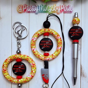 True Crime Junkie car charms/ Keychain/ Keychain / True Crime Junkie Silicone Bead Keychain/ True Crime Junkie Beaded Pen/ Car Charm