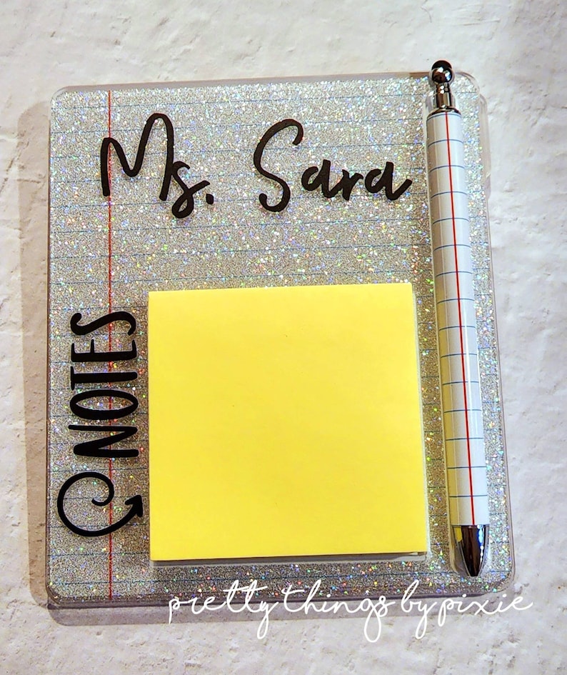 Teacher Sticky Notes Holder/note Holder With Pen Space//custom Teacher