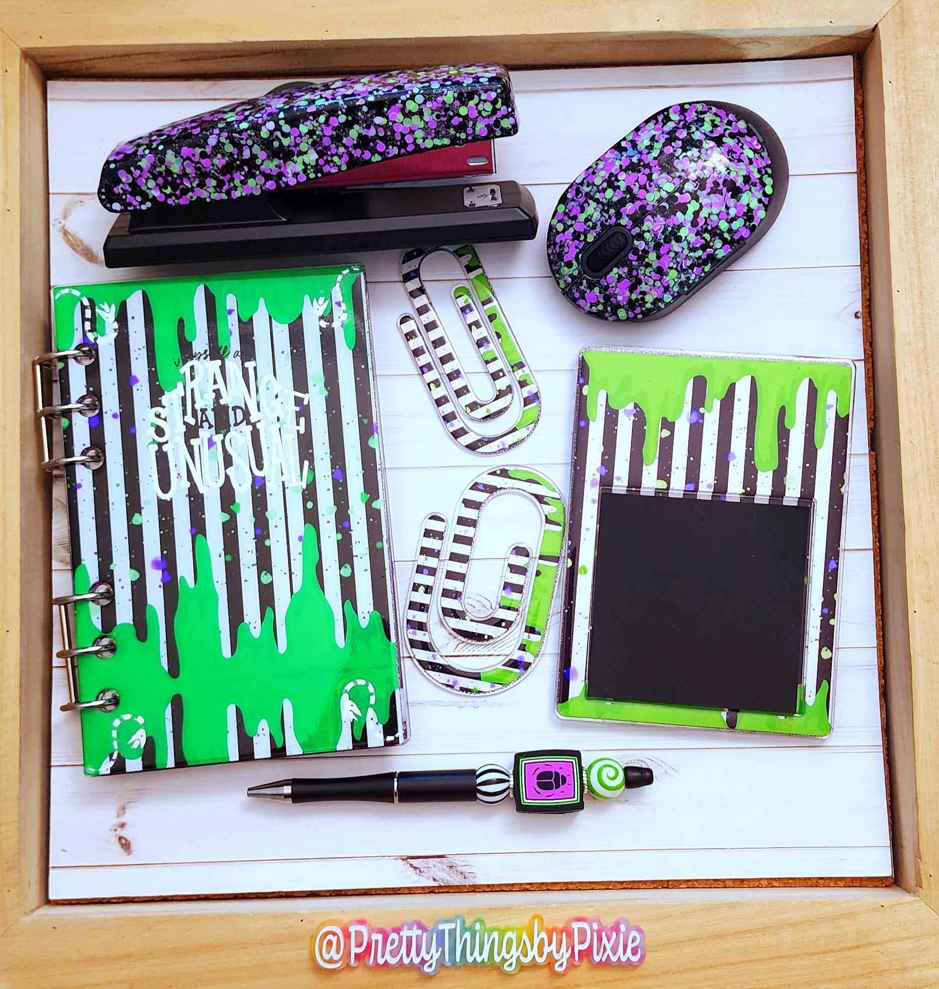 Personalized Beetle Glitter Stapler, Composition Wireless Mouse, Notebook Paper, Teacher Desk Accessories, Sticky Note Holder, Beaded Pen