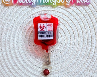 Zombie Blood Bag Badge holder, Blood Transfusion Badge Reel, IV bag Badge Reel, Phlebotomy badge reel, nursing school graduation gift