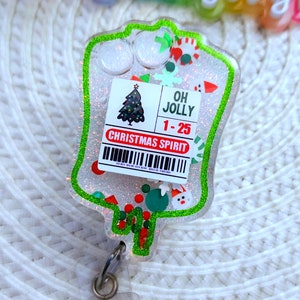 Christmas Spirit IV Bag Badge Reel, Christmas Blood Bag Badge Reel, Liquid Filled, Transfusion,  Nurse Gift, Holiday, Interactive, Fun Gift