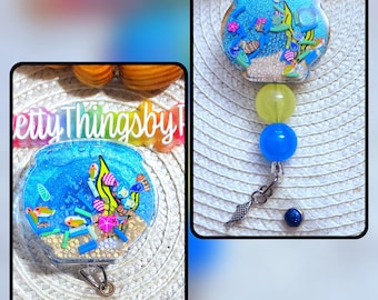Fish Bowl Shaker Badge Reel, 3D Pediatric Medical ID