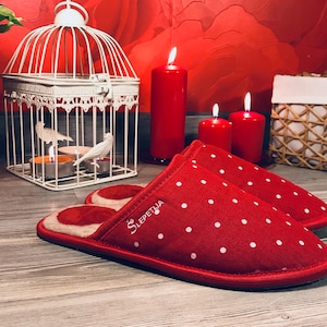 Linnen pantoffels, pantoffels, kerstpantoffels, kerstcadeau
