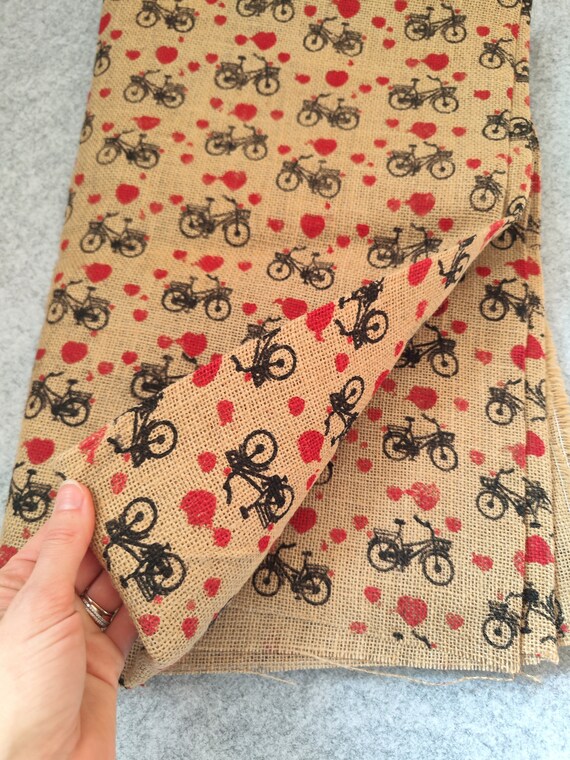 Buy Jute Fabric 1 Piece 120cm X 200cm 47 X 78 Heart Printed Fabric Bicycle Print Vintage Printed Burlap Fabric Natural Jute Burlap Online in India Etsy