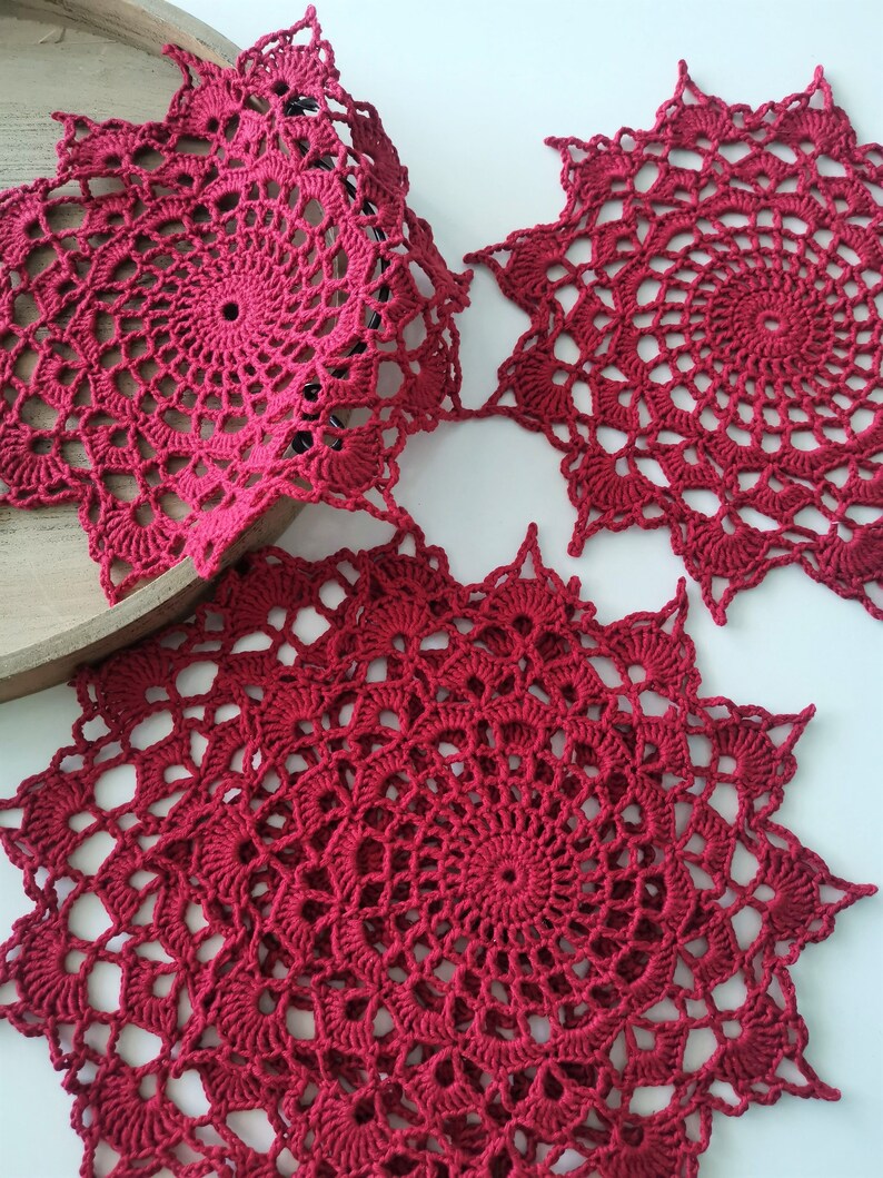Set of 4 Christmas Table Placemat Crochet Christmas Doily Etsy