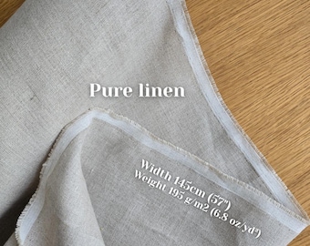Natural undyed linen fabric, Fabric by the yard or meter, unbleached, unsoftened linen fabric, 145cm Wide (59"), LIN33