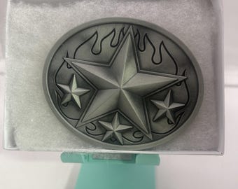 Boucle de ceinture en métal vintage Texas Star ovale western
