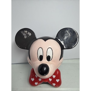 Disney Tête de Mickey Mouse, vase de fleurs, jardinière, coeurs, figurine noeud papillon Teleflora image 1